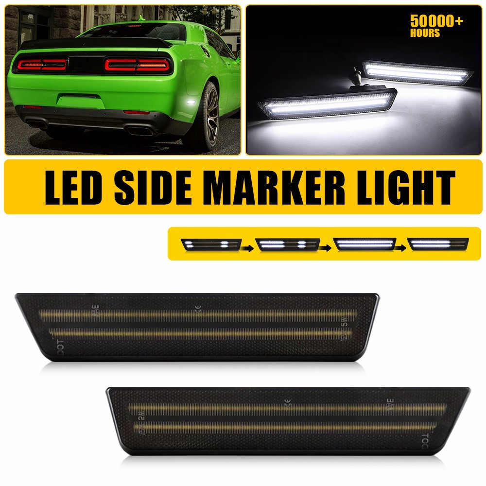 Cold White LED Rear Side Bumper Marker Signal Lamps For Dodge 08-14 Challenger A