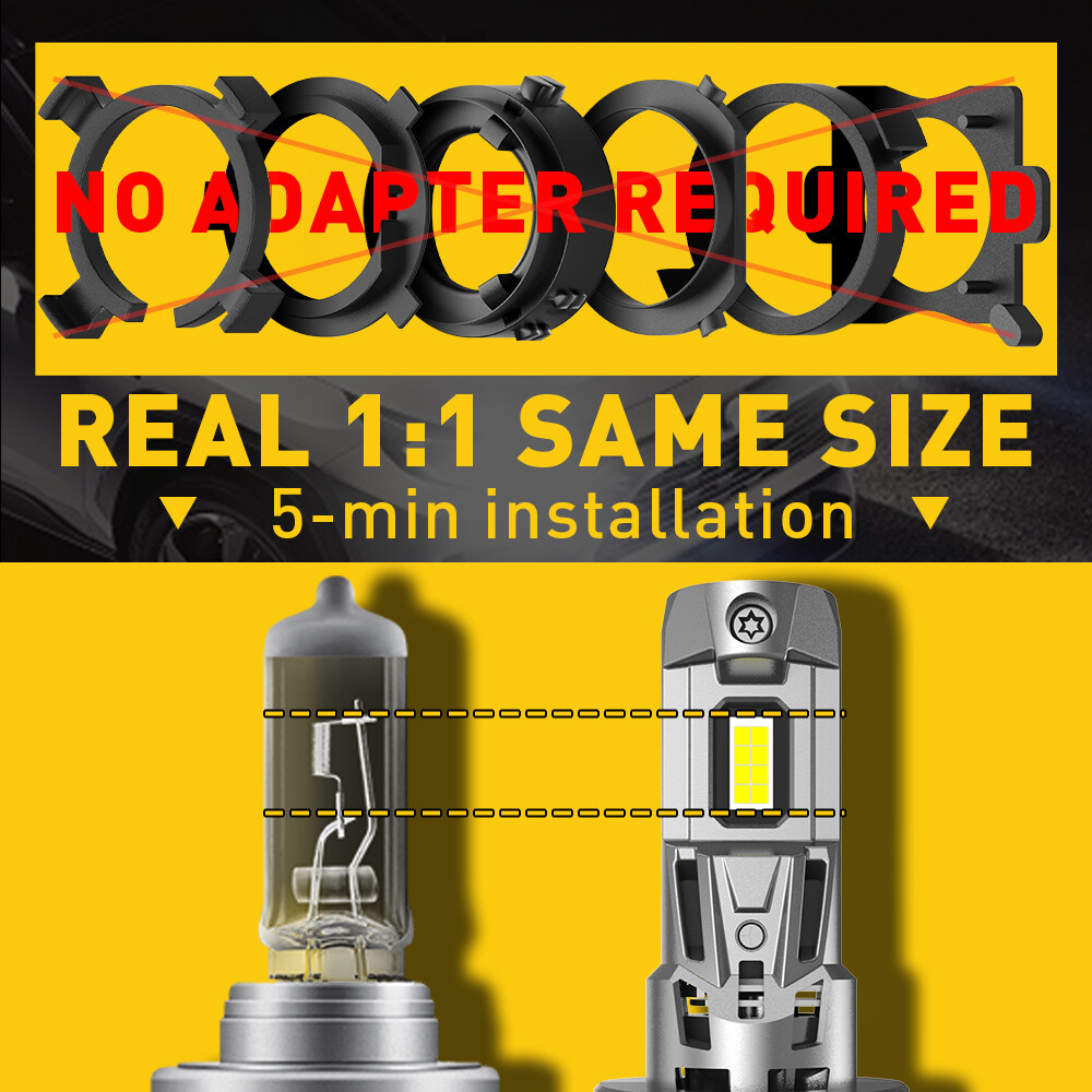 2PCS H7 LED HEADLIGHT SUPER BRIGHT BULBS KIT WHITE 22000LM HIGH/LOW BEAM 6500K