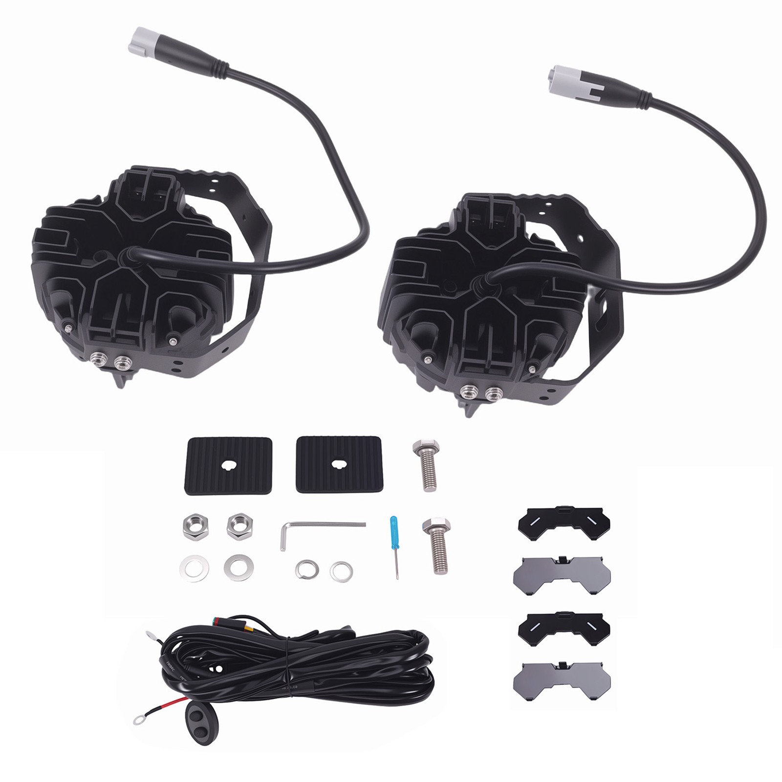 3.5″ LED Pod Lights 160W Spot Beam Side Shooter Driving Light White+Amber DRL
