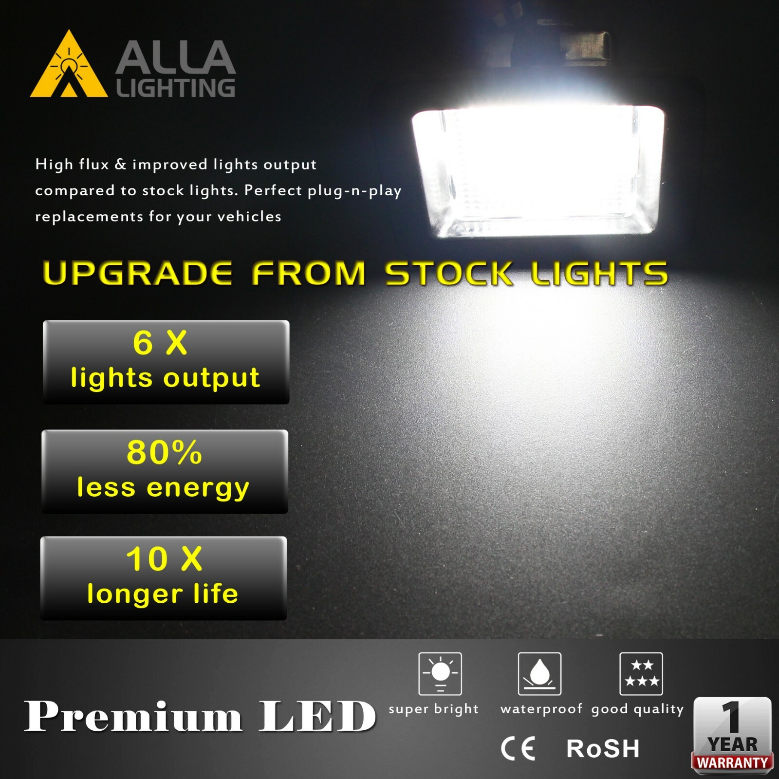 Pair LED Pure White Bright License Plate Light Assembly Replace,Raptor Trucks