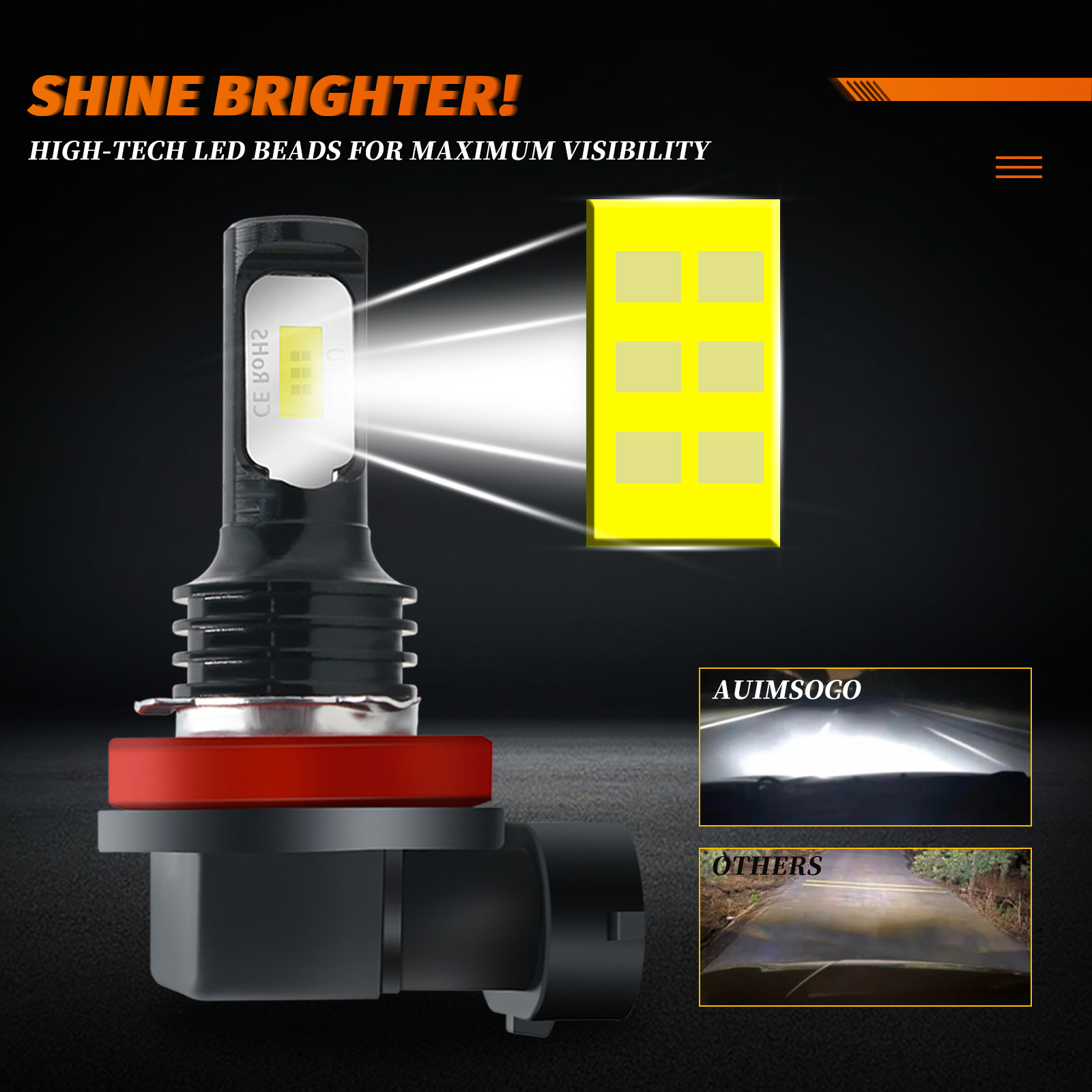 H11 H9 LED Headlight Super Bright Bulbs Kit 8000K White 330000LM High/Low Beam