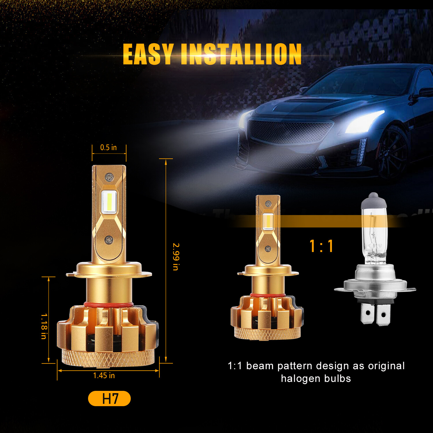 AUXBEAM H7+H7 LED Headlight Hi Lo Bulb 6000K For BMW 328i 335i 325i 10-15 F-16 P