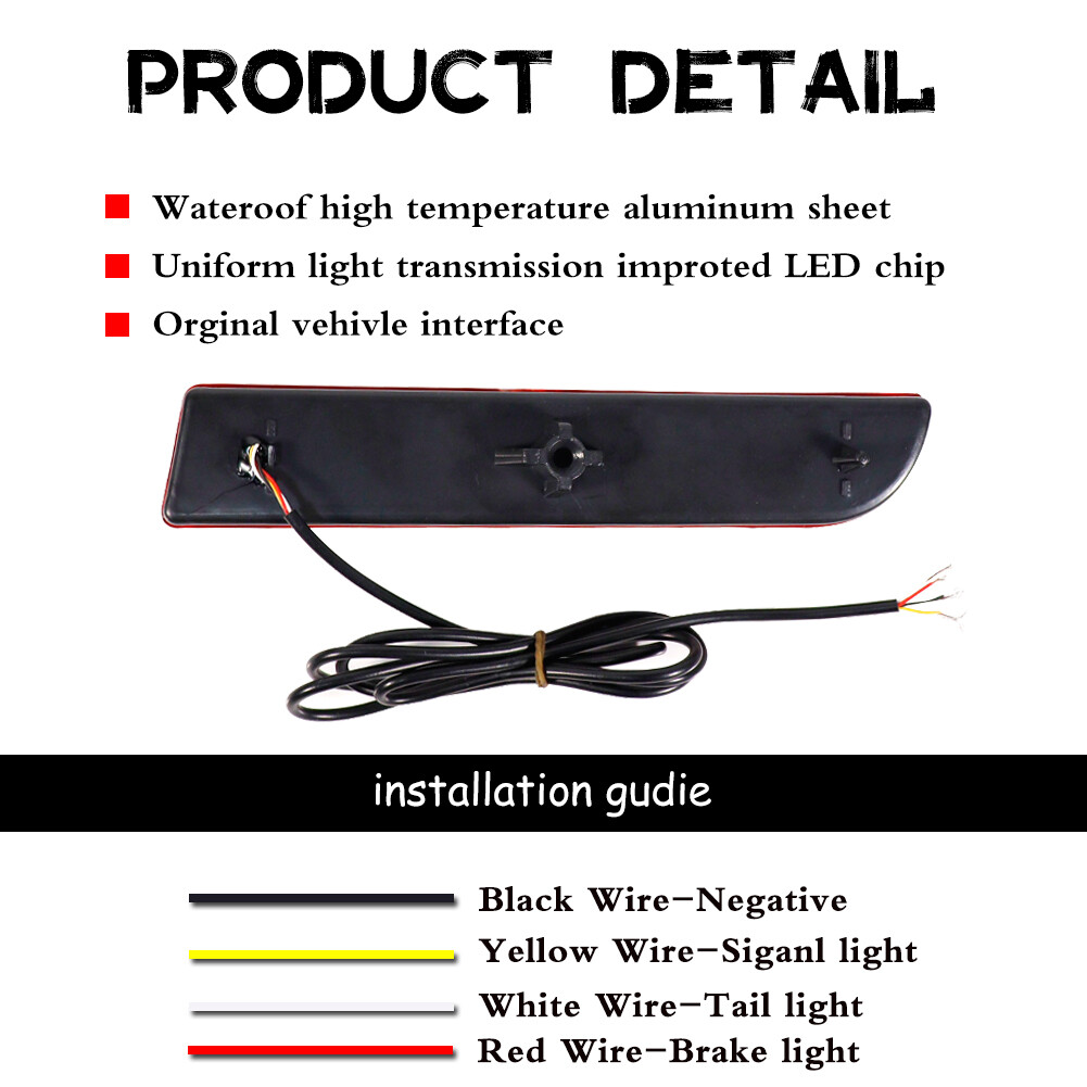 Amber Side Marker & Red Tail Brake Turn Signal Lights For Mitsubishi Lancer EVO