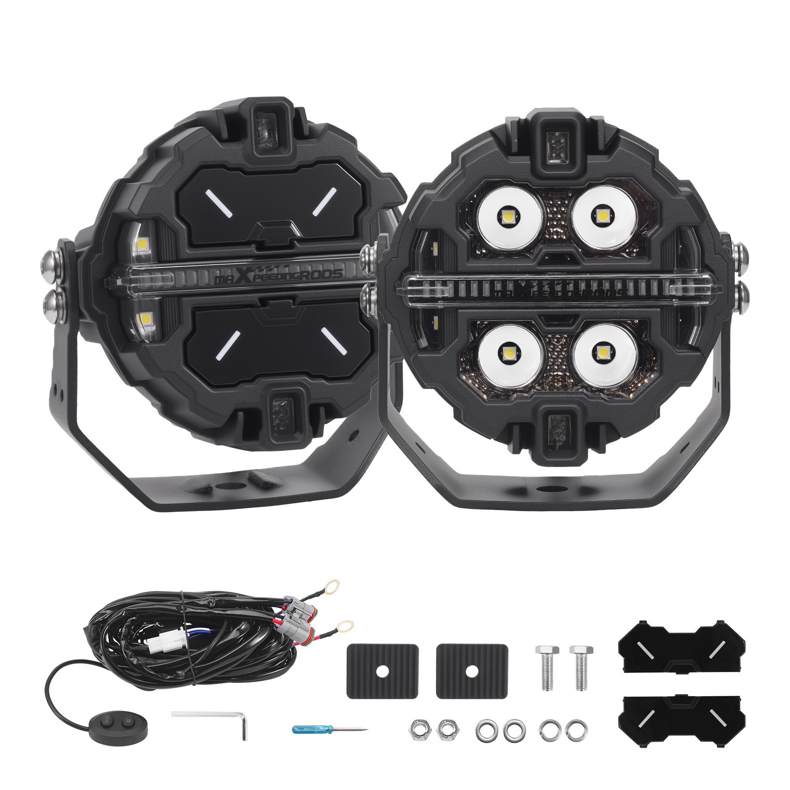 RGB 3.5″ 160W LED Work Driving Pods Lights Bar Spot Beam & Side Shooter Offroad