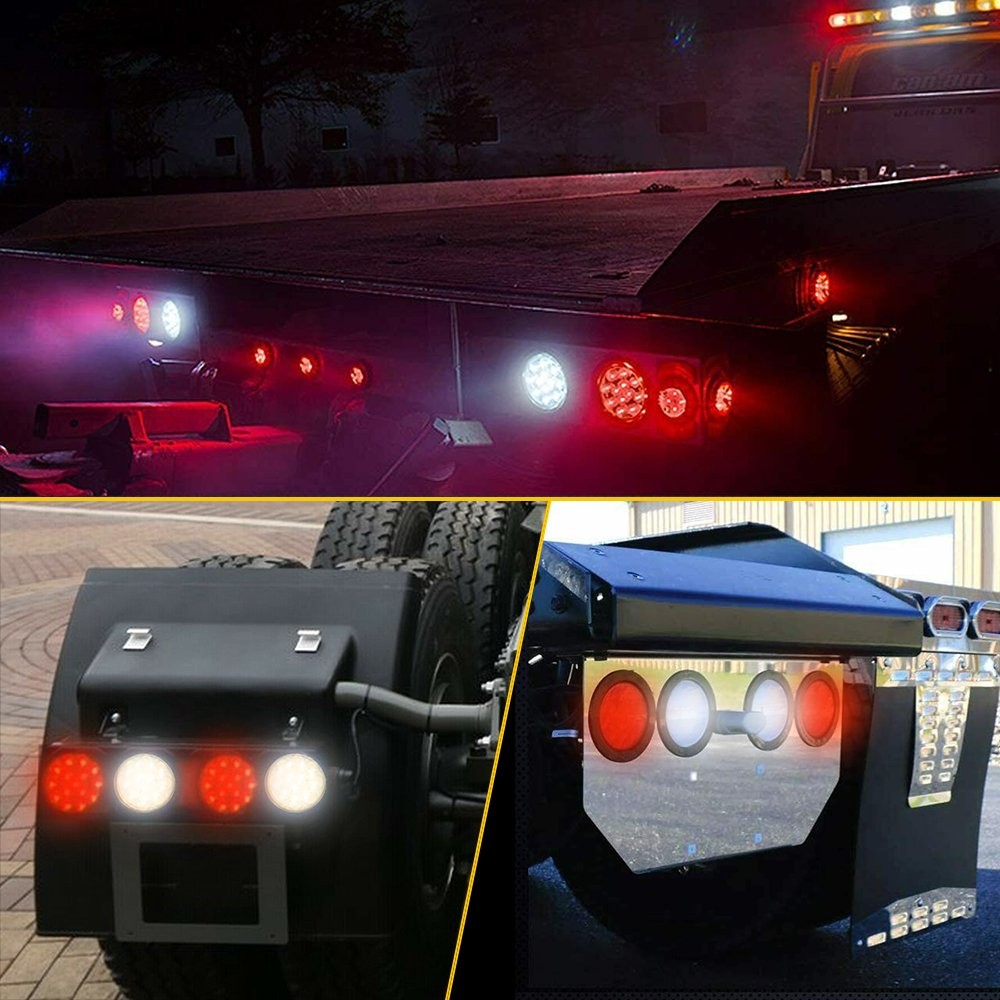 4in 12V Marker Lights LED Truck Trailer Round Side Bullet Light White Lamps 2Pcs