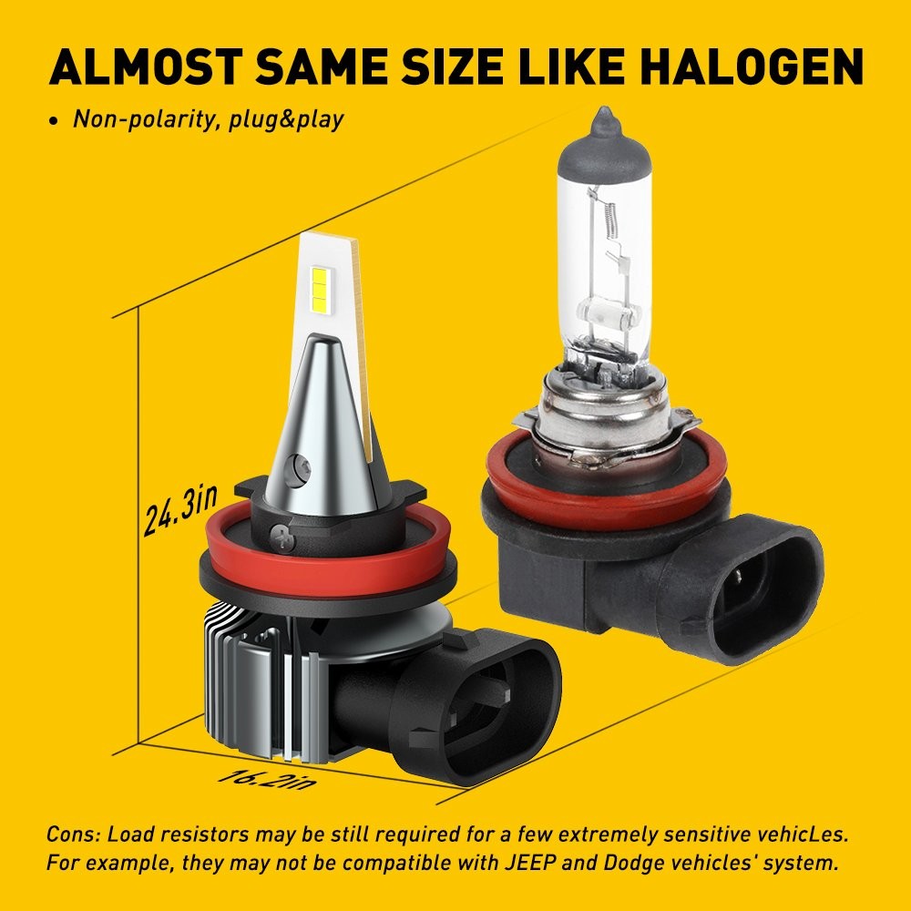 Set AUXITO H8 H11 LED Low Beam Headlight Kit + H16JP Fog Lamp Bulbs Bright White