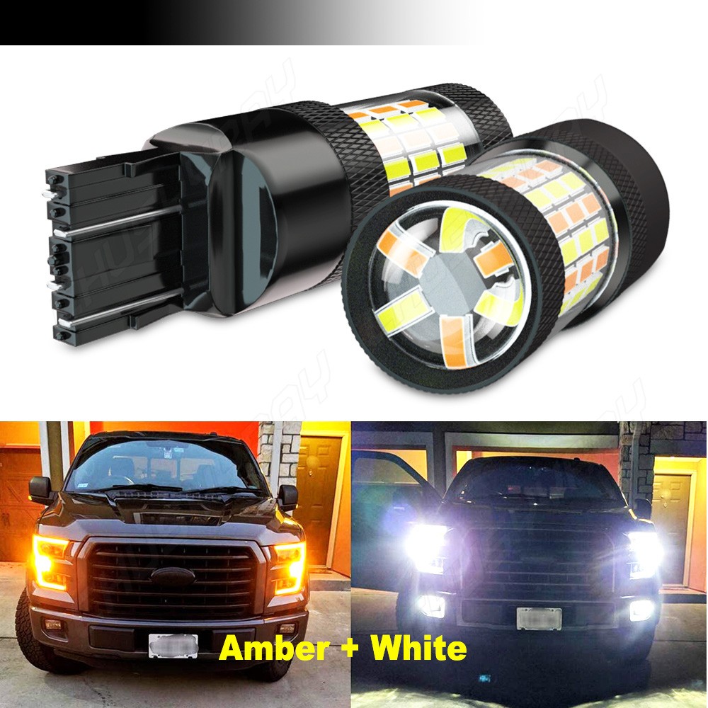 White/Amber High Power 16-SMD 7443 Switchback LED Bulbs For Turn Signal Lights