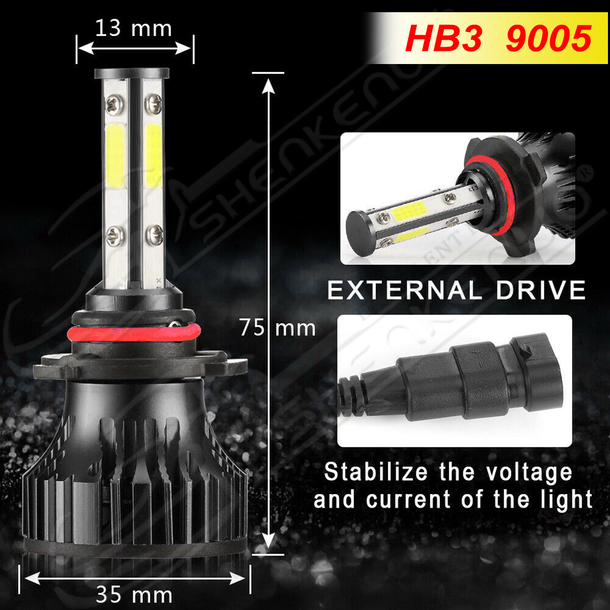 4SIDE 9005+9006 LED Combo Headlight Kits SKN COB 440W Light Bulbs High Low Beam
