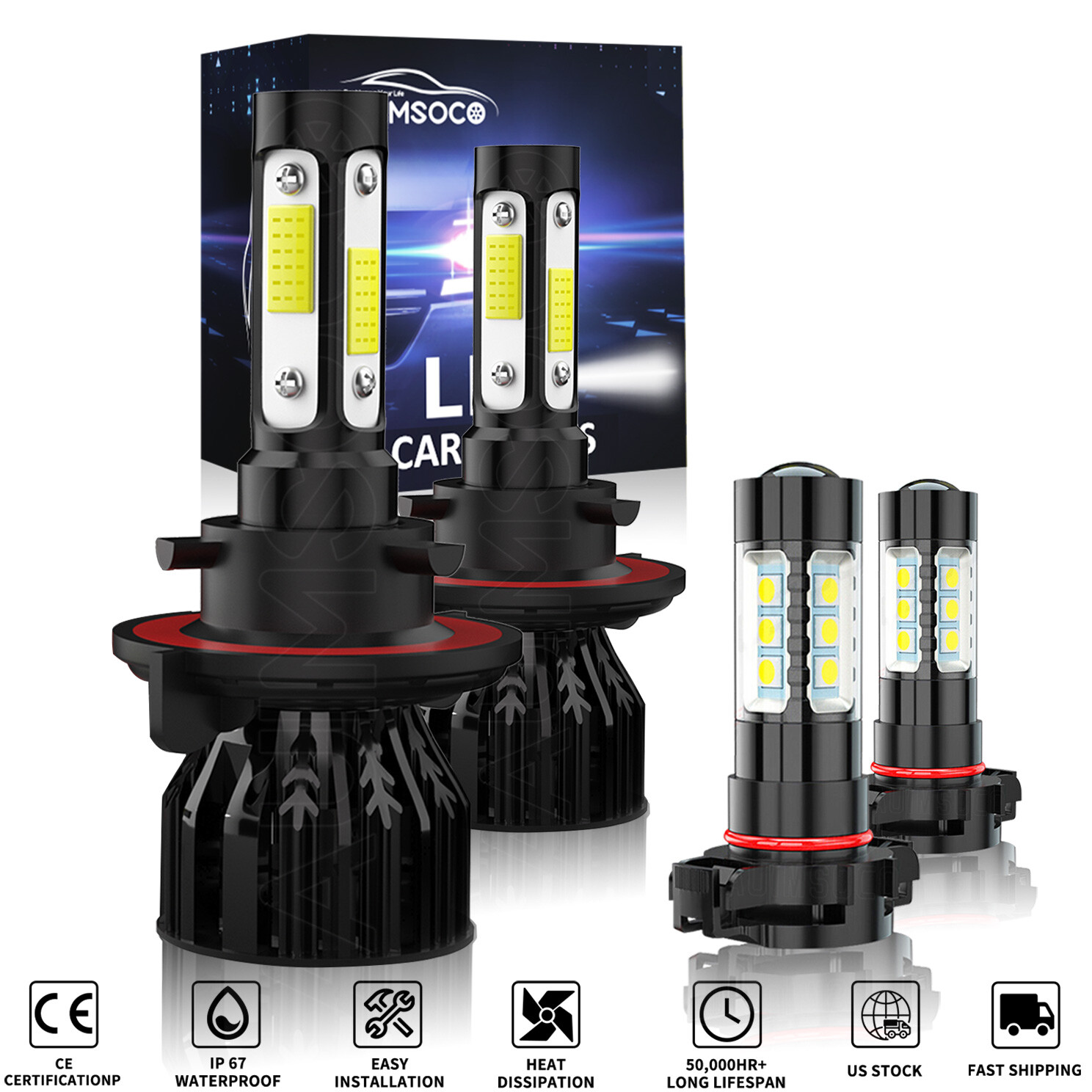 For 2010 2011 2013 Camaro Combo LED Headlights + Fog light Bulbs White 6000K A+