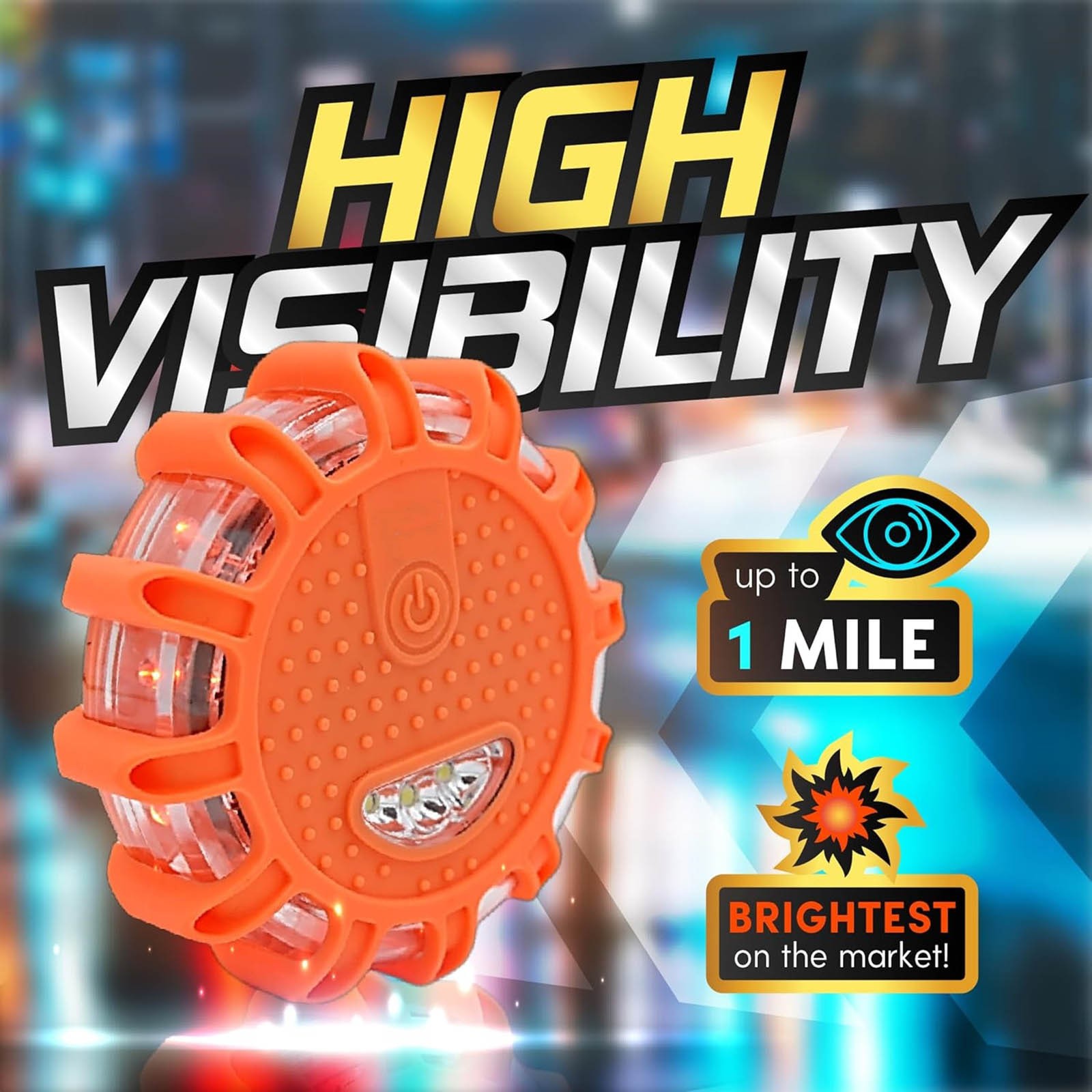 15 LED Safety Beacon Road Flare with SOS and 9 Flashing Modes for Vehicles