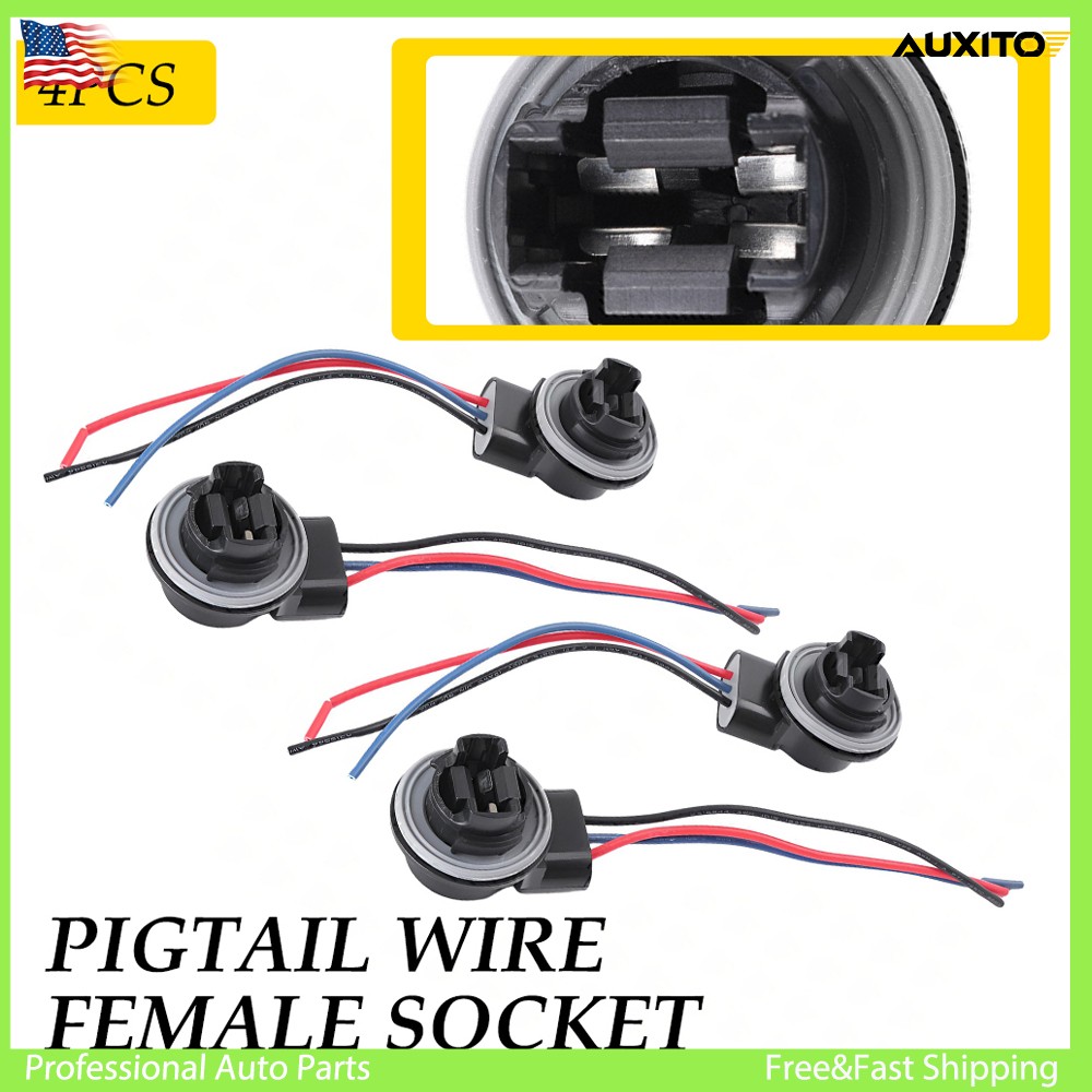 (4) Socket Turn Bulb Harness Signal Plug Light 3157 Wire Connectors 4157 4157NA