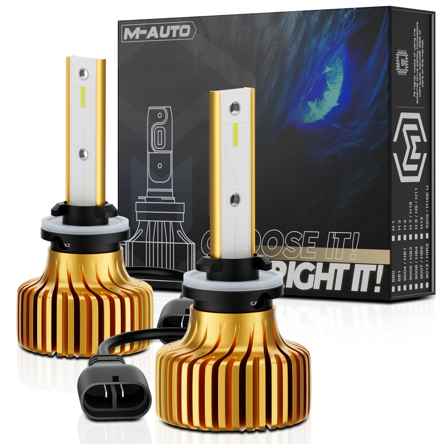 Pair H27W/2 881 6500K LED Headlight Bulb High/Low Beam Fog Lighting DRL 12V/24V