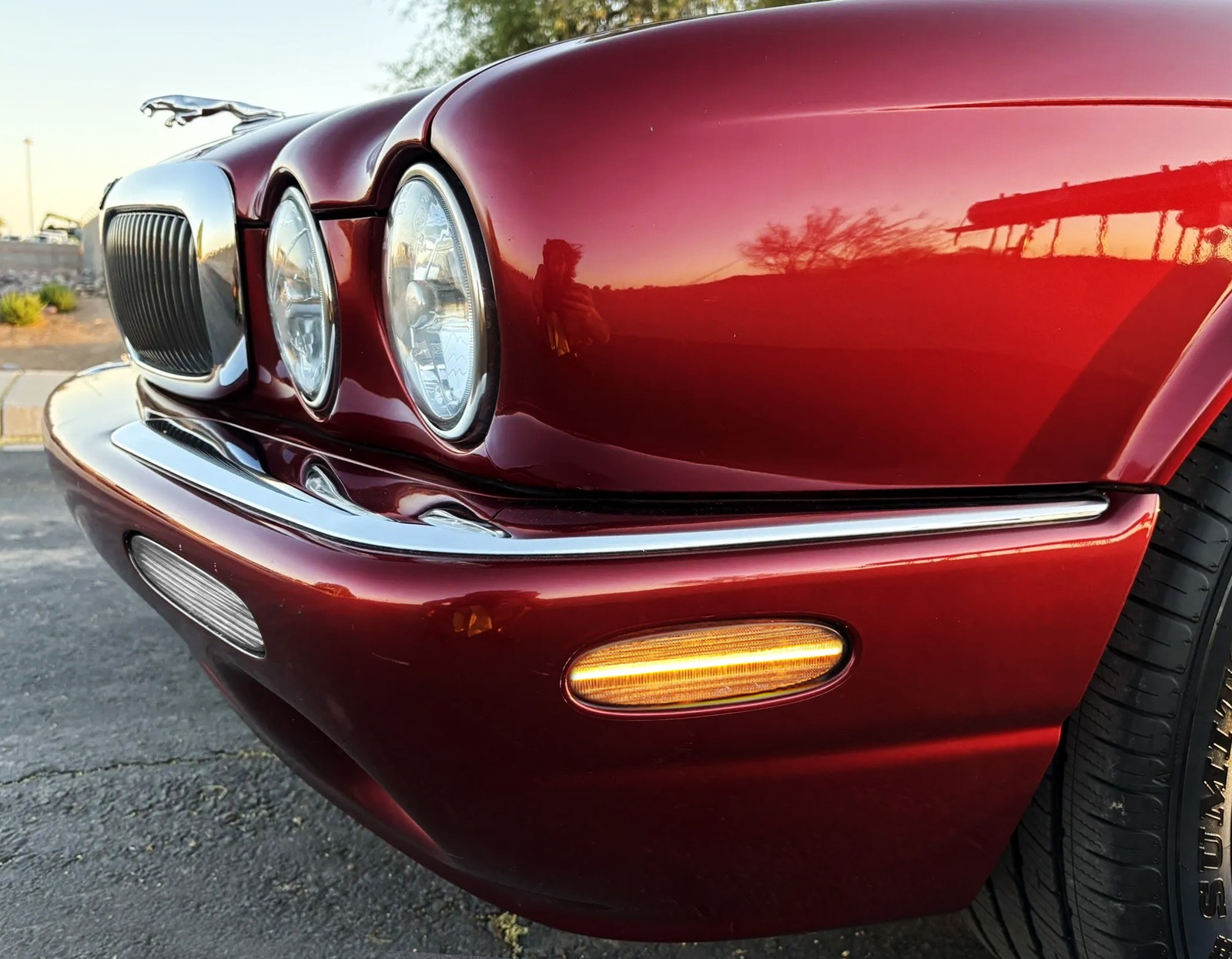4pc Set Smoked Lens Amber/Red Full LED Side Marker Lights For Jaguar 1997-03 XJ8
