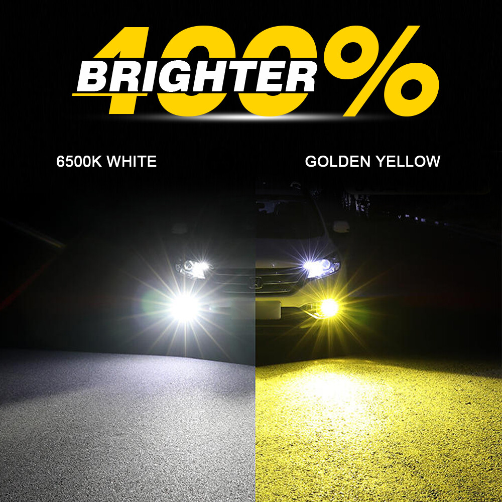 2X H10 9145 9045 LED Fog Light Bulbs DRL Switchback Dual Color White Amber 60W