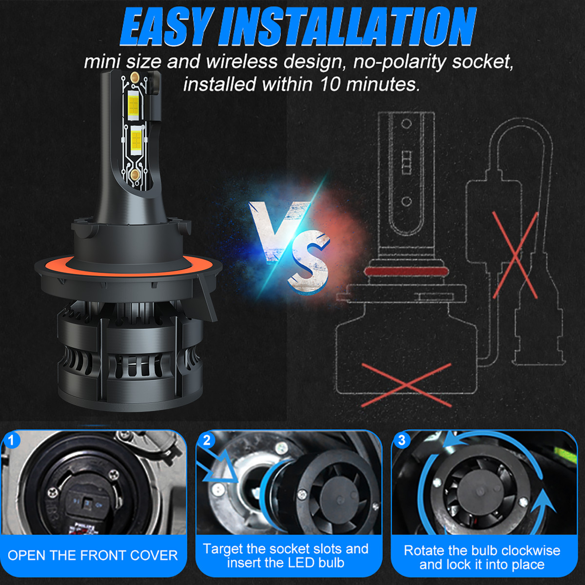 For Chrysler Aspen 2007-2009 Combo 9008 H13 9145 LED Headlight Fog Light 4 Bulbs