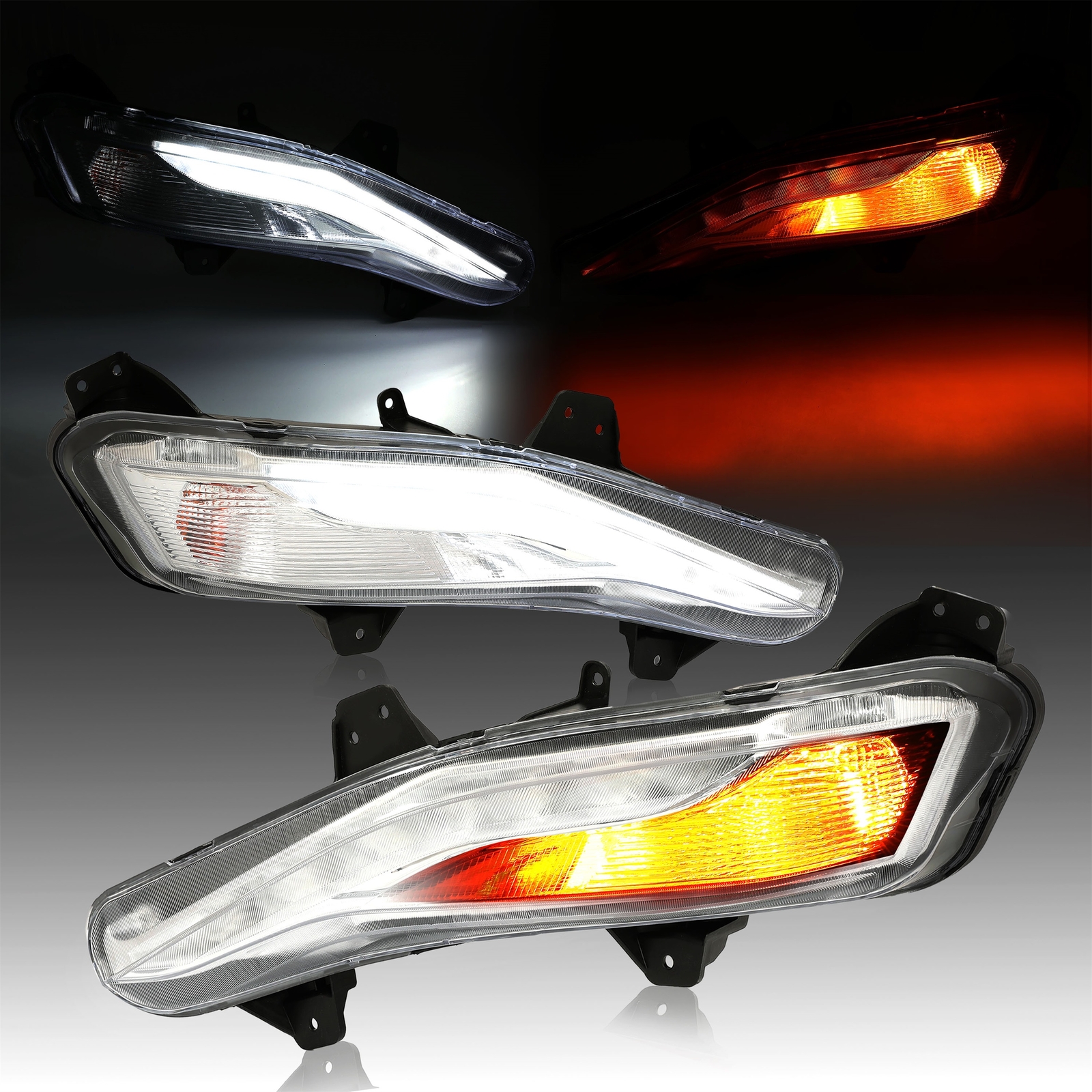 Fog Lights LED Pair Lamp Bar For 19-23 Chevrolet Chevy Malibu LT Turn Signal LED