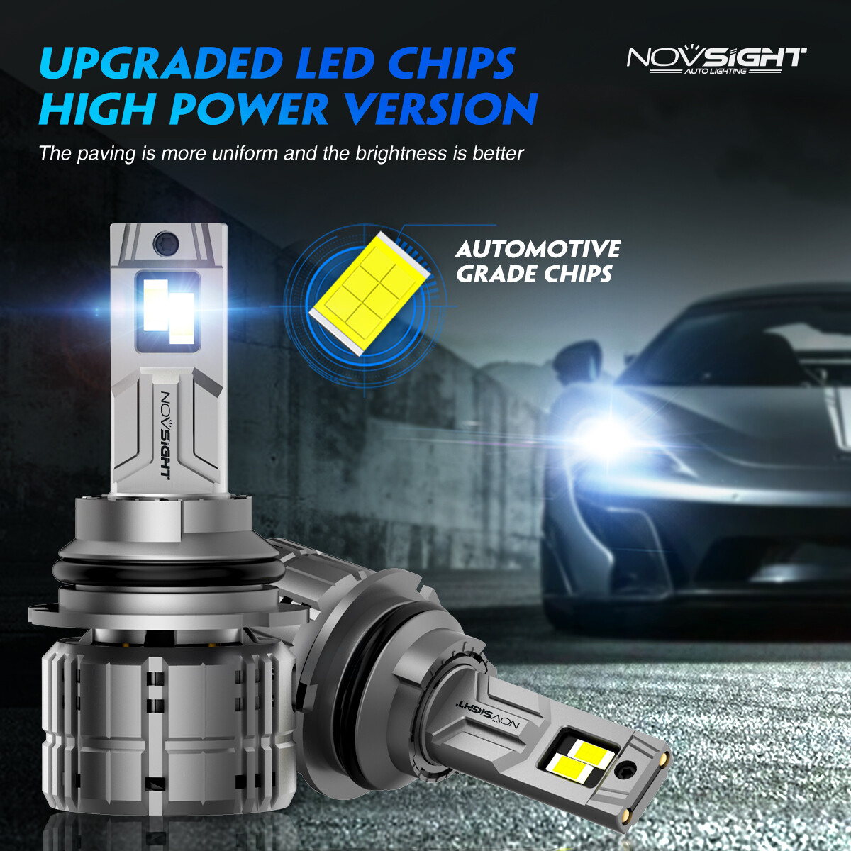 NOVSIGHT 9005 9006 LED Headlight Bulbs High Low Beam Bright White 200W 40000LM