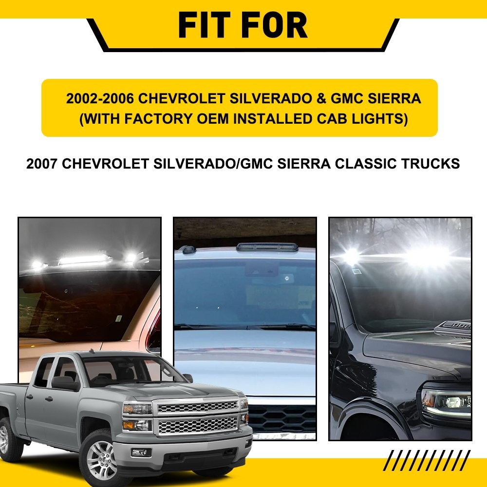 White LED Cab Roof Marker Top lights For Chevrolet Silverado 1500 2500 3500 GMC