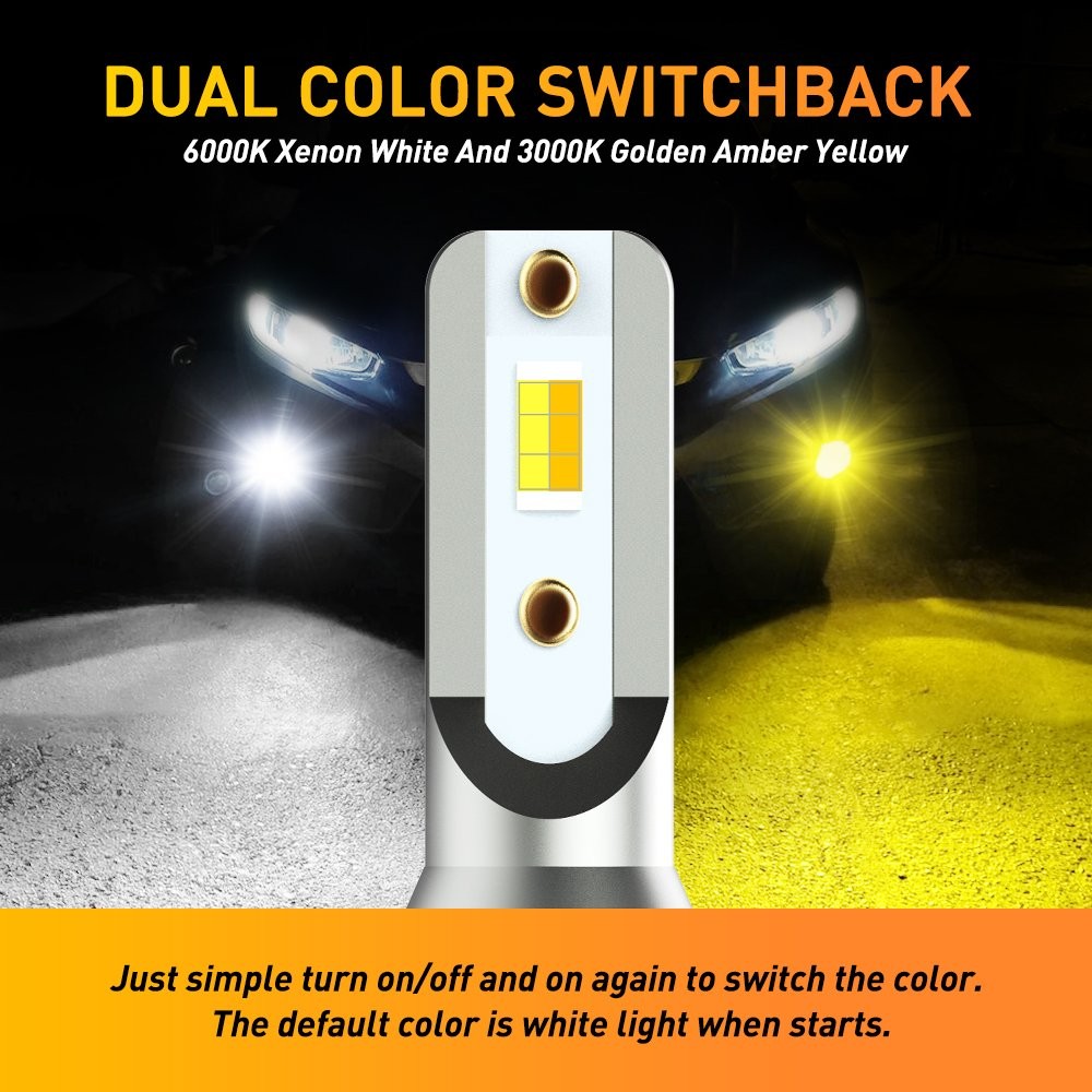 AUXITO Yellow SWITCHBACK White H11 LED Lamp Light Fit Front Fog/ Daytime Running