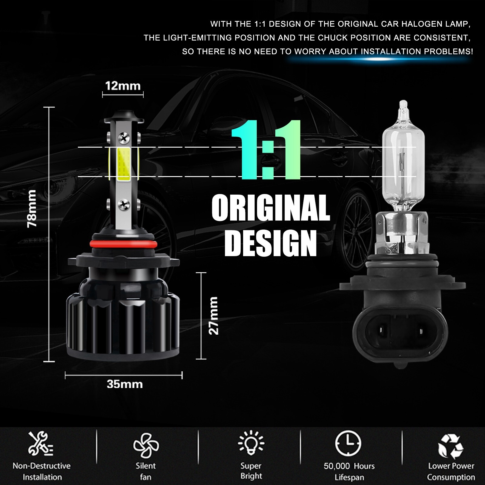 9005 LED Lights Fog Lights For Toyota 4Runner 2003-2005 LED Headlight Bulbs Kit