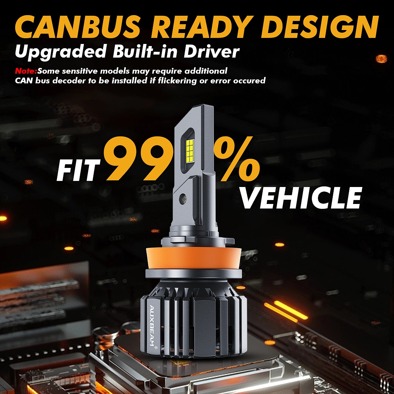 AUXBEAM LED 9005 9006 H11 Headlight Fog Light Kit High Low Beam Bulbs Canbus 90W