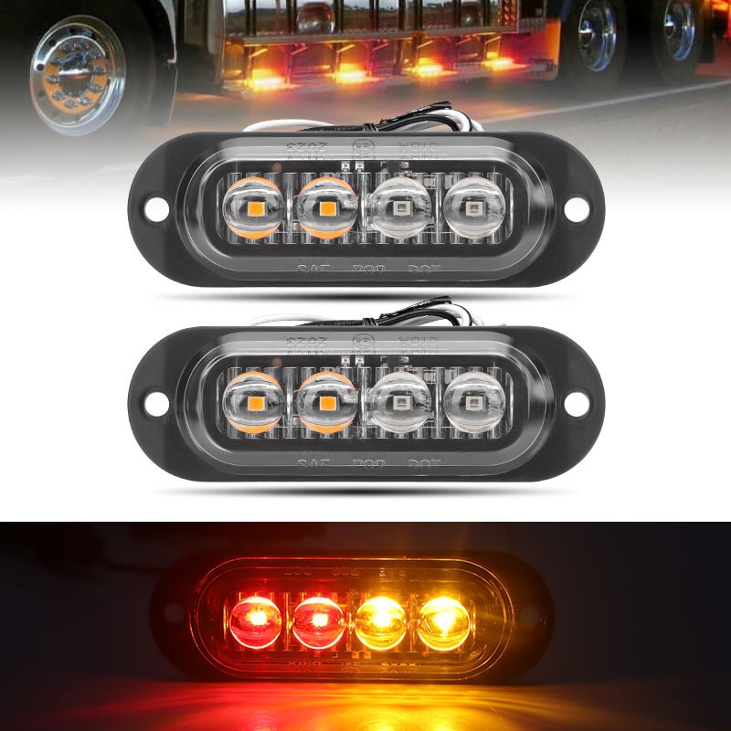 2Pcs LED Side Marker Clearance Lights Truck Trailer RV DRL Oval Light Waterpoof