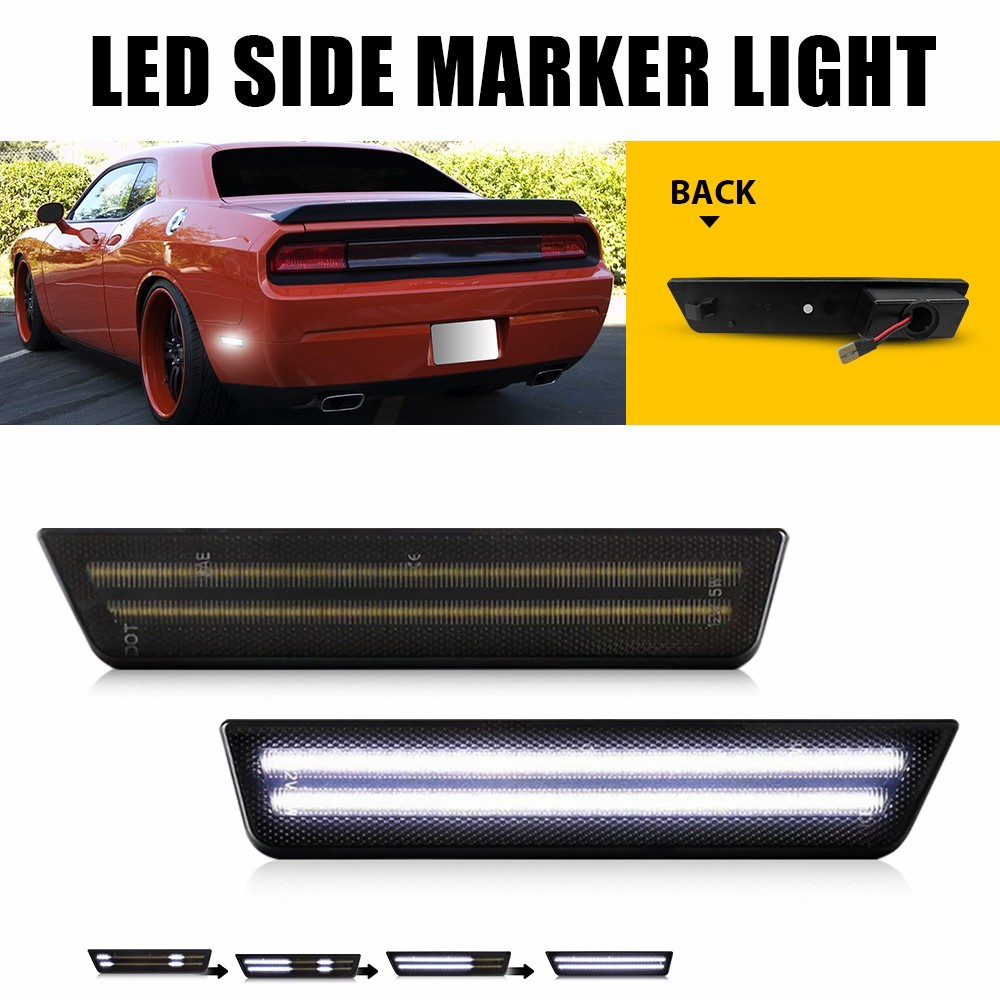 Cold White LED Rear Side Bumper Marker Signal Lamps For Dodge 08-14 Challenger A