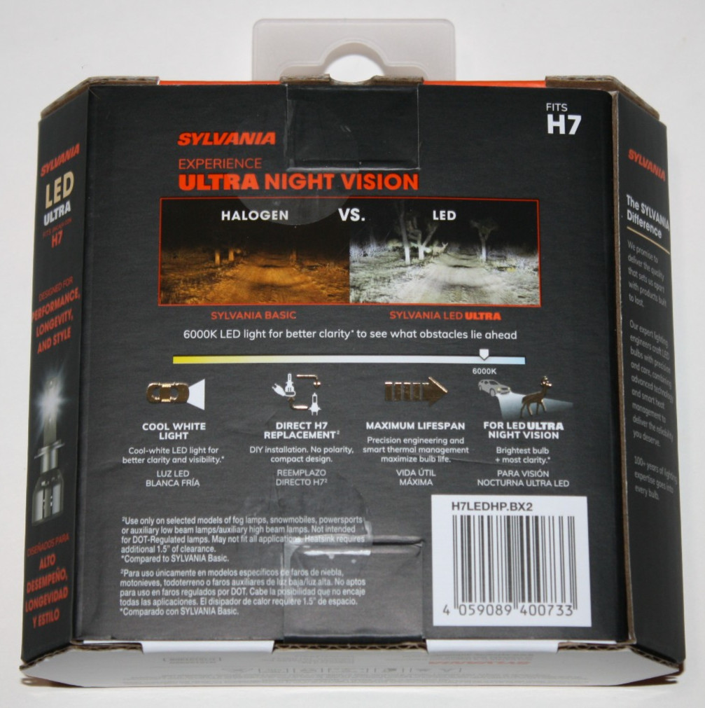 SYLVANIA H7 Ultra LED 2 Bulbs H7LEDHP.BX2 6000K BRAND NEW