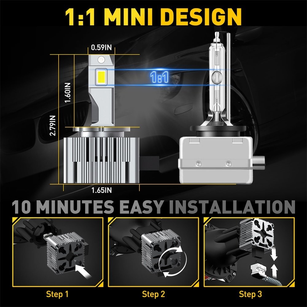 2-20X D1S Super Bright LED Headlight Bulb White Lamp 6000K High-Low Beam Kit Y19
