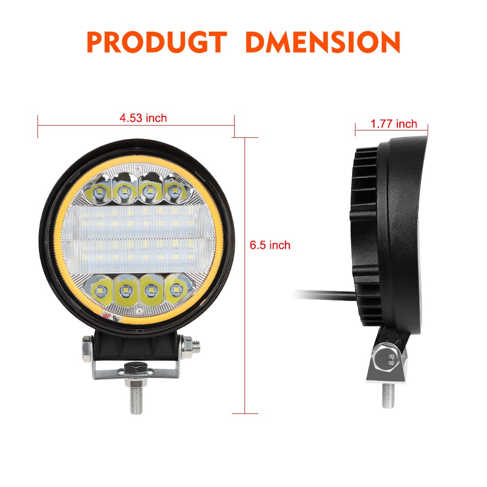 5″ White/Amber LED Work Light Bar Round Pods Fog Lamp Offroad Driving Strobe DRL