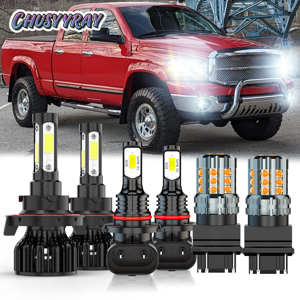 For 2006 2007 08 Dodge Ram 1500 2500 3500 6X 6500K LED Headlight Fog Light Bulbs