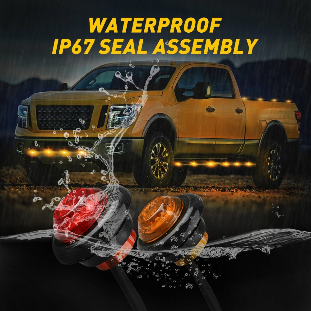 [AMBER/RED] Round Side Marker lights LED Bullet Light For PickupTruck Trailer 20