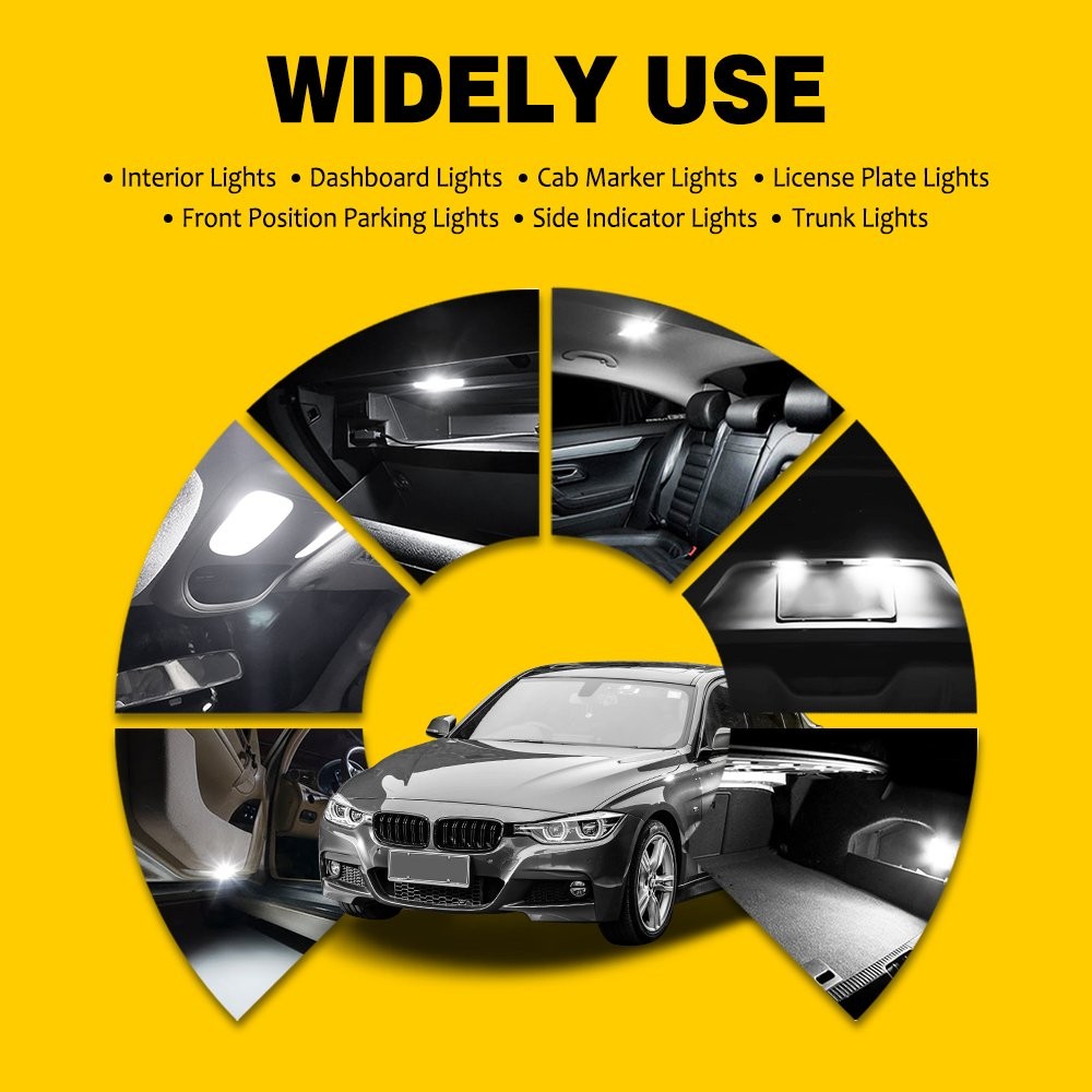 2x Super Bright T10/921/194 6500K White 18 LED RV Trailer Interior Light Bulbs