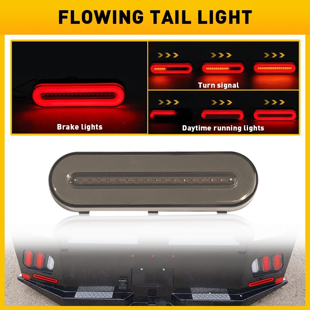 Motorcycle LED Running Brake Turn Stop Signal Tail Light Bar Flowing For UTV ATV