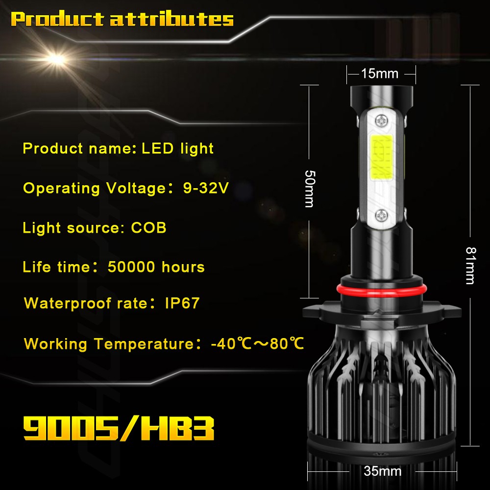 For Ford Edge 2011-2014 Taurus 2013-2019 2x 9012 6000K White LED Headlight Bulbs