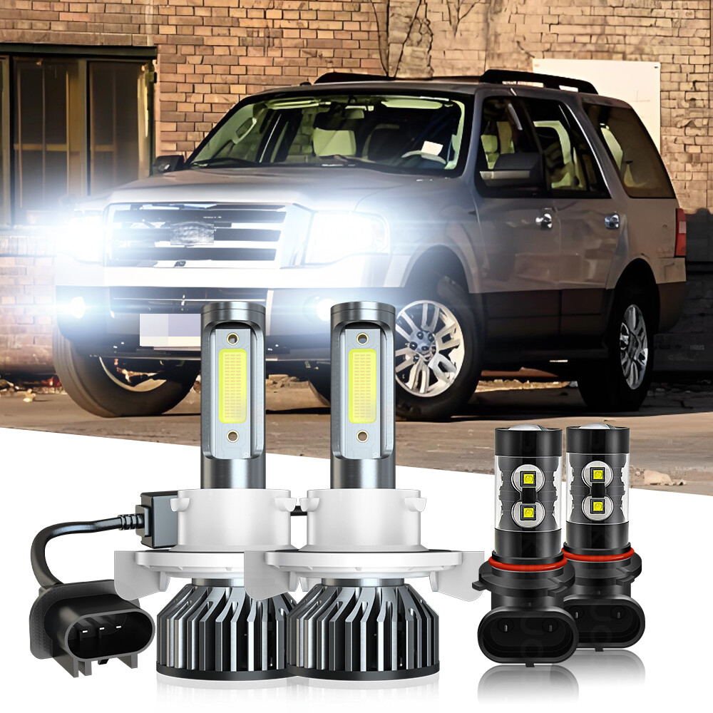 For 07-14 Ford Expedition 6000K LED Headlight Hi/Lo +Fog Light 4 Bulbs Combo kit