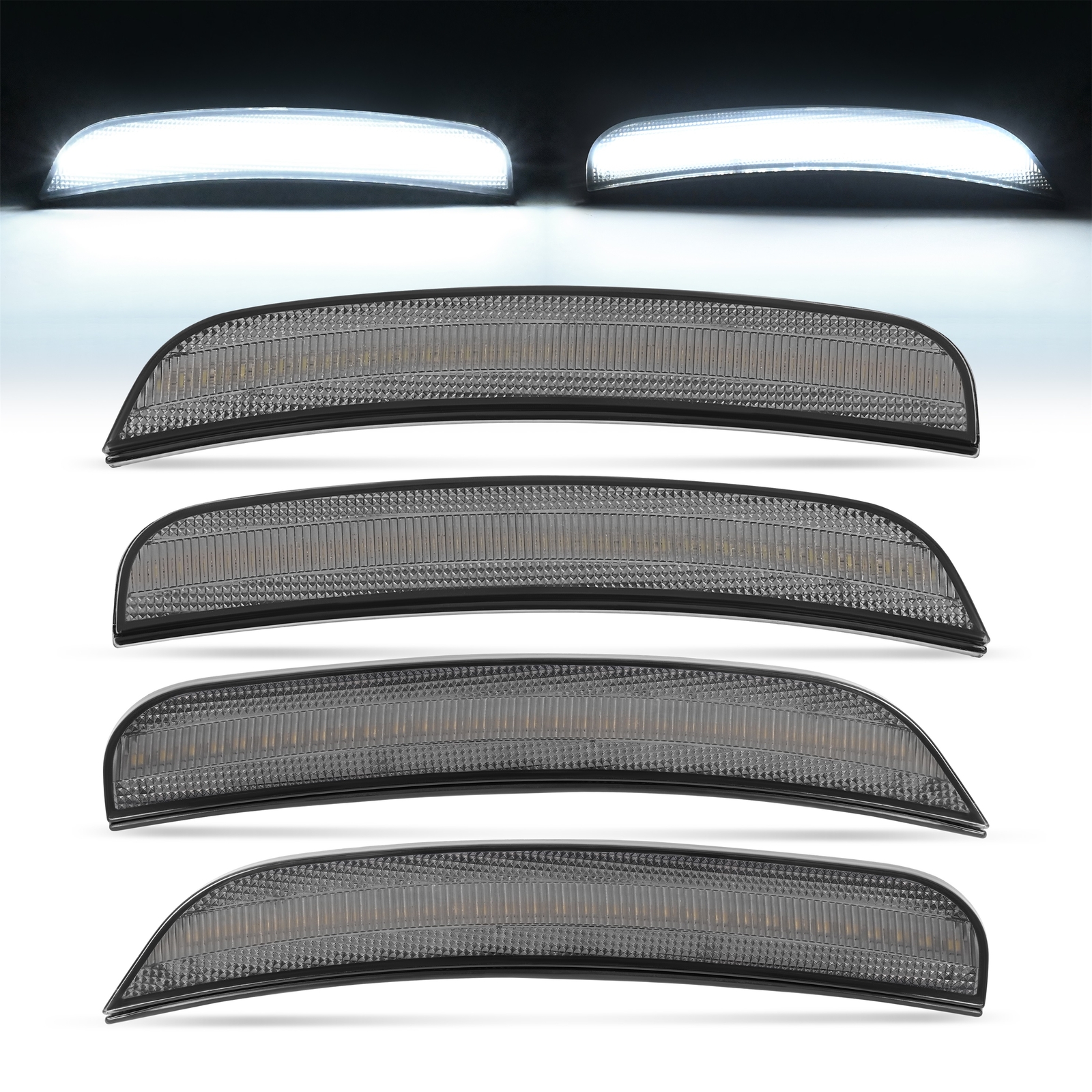 4PC For Chrysler 300 2015-2023 Front Rear LED Bumper Side Marker Light Smoked