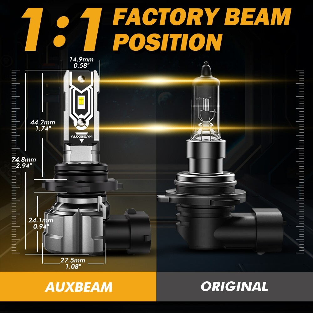 AUXBEAM 9006 HB4 LED Headlight Bulb Kit Low Beam Super Bright 20000LM CANBUS 1:1
