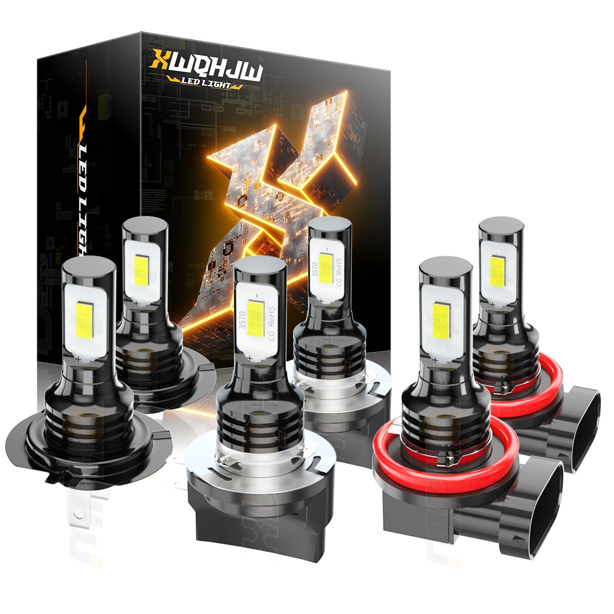 6x H7 H11B H11 LED Headlights + Fog Light Bulbs FOR Hyundai Santa Fe 2013-2016