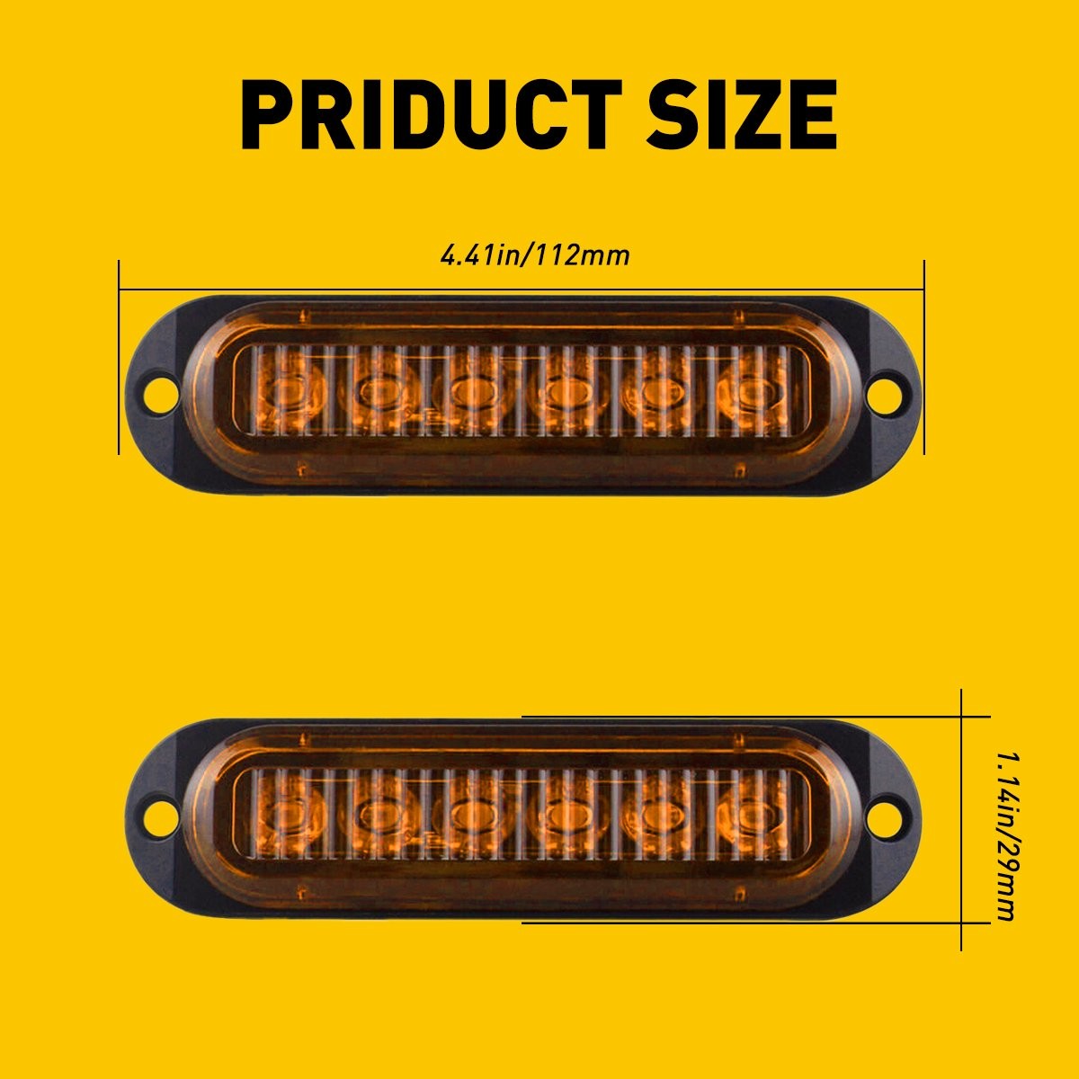 4pcs 6-LED Side Clearance Marker Indicator Light Amber Fit RV Van Truck Trailer