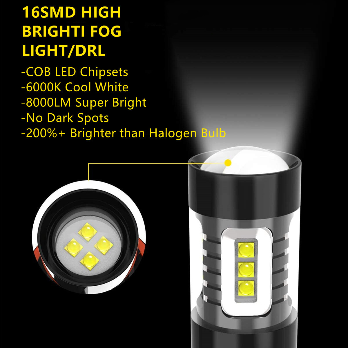 For Volkswagen Jetta 2007-2014 LED Headlight Bulbs High Beam+Low Beam+Fog Light