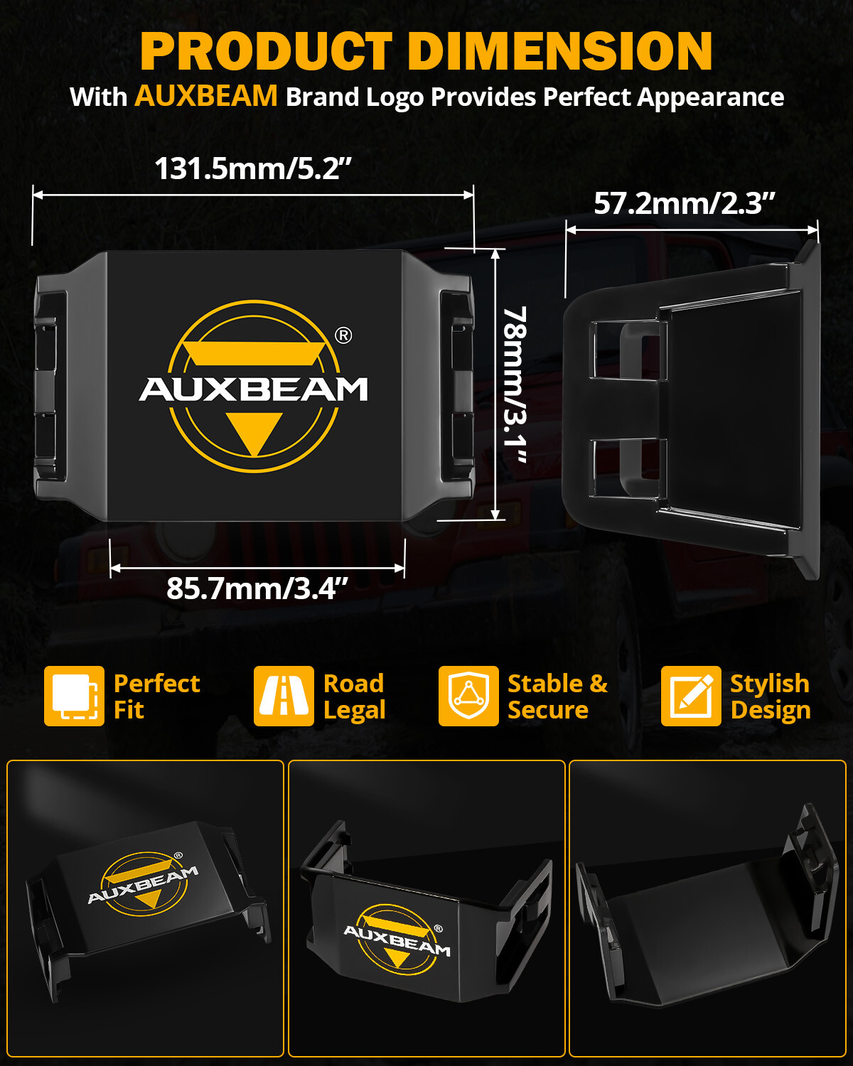 AUXBEAM 2X 5″ LED Side Shooter V-max Combo Beam Led Pod Lights DRL +Amber Cover