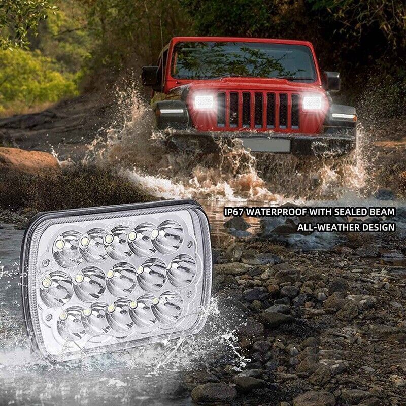 DOT Pair 130W 5×7″ 7×6″ LED Headlights Chrome Fit for Ford F-650 F-750 2000-2015