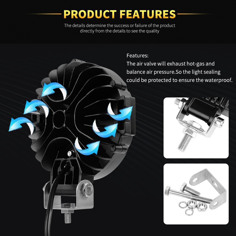 2x 7″ inch Round LED Light Bar Pods Flood Spot DRL Offroad Driving Lights Truck
