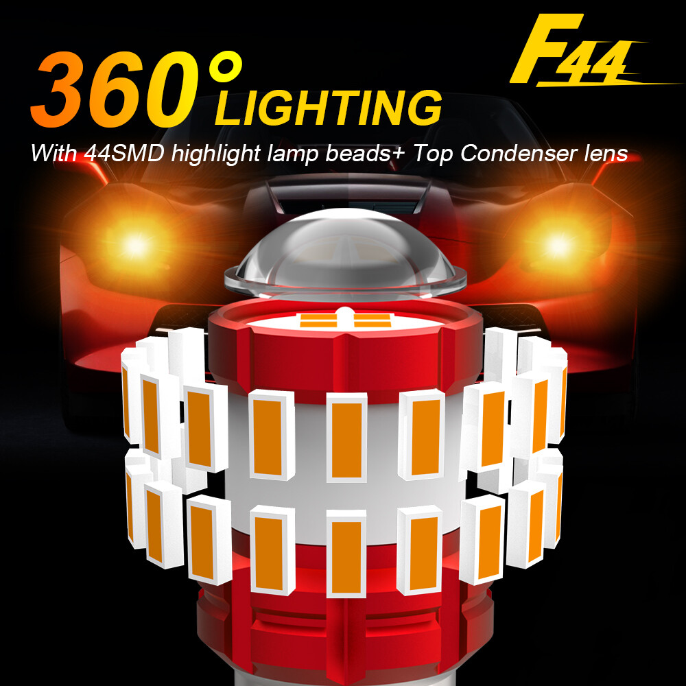 2PCS 1157 Amber Yellow LED Turn Signal Parking Light Bulbs CANBUS Play Plug