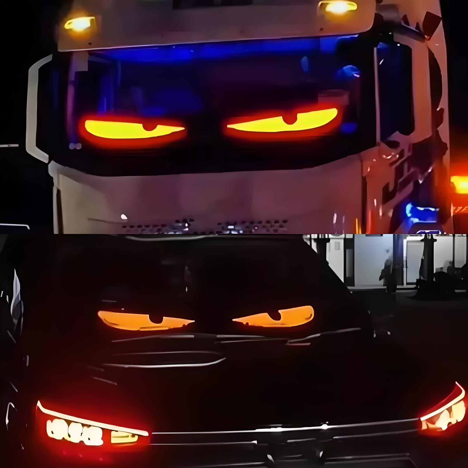 2Pcs 24″Truck Windshield Devil Eyes Light Soft Screen Cars Remote Smart Eye Lamp