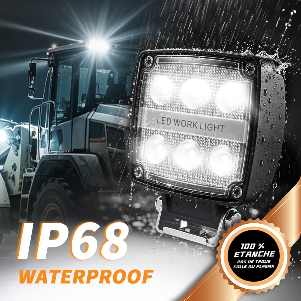 2pcs 4″Inch LED Work Flood Light fit Truck Tractor Forklift Loader Dustproof 12V