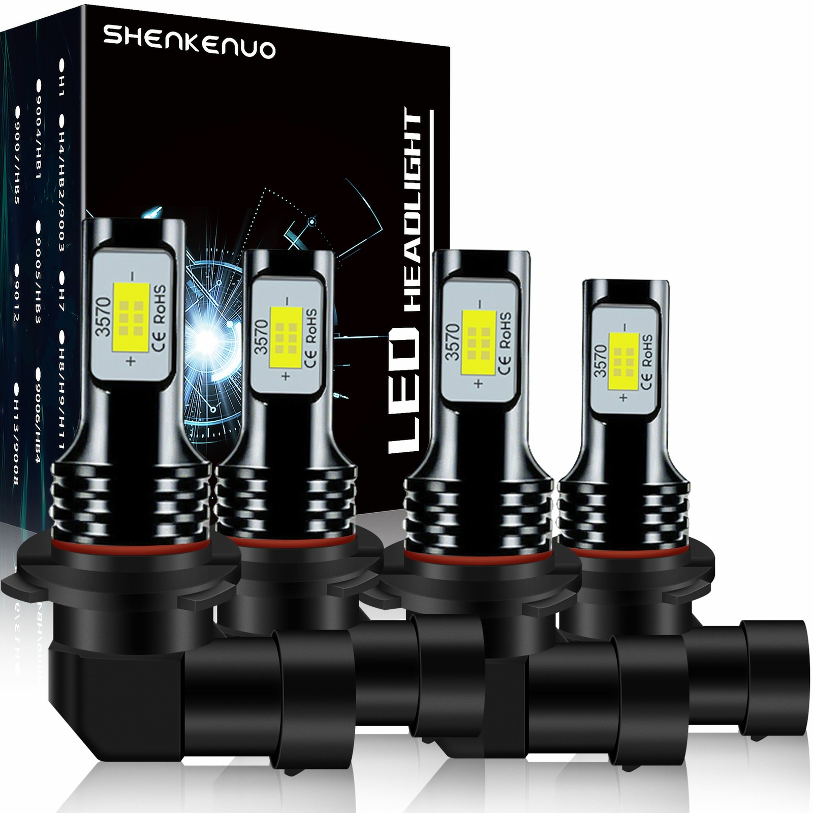 9005 9006 LED Combo 6000K Headlight Kit Bulbs Bright White HB3 HB4 High Low Beam