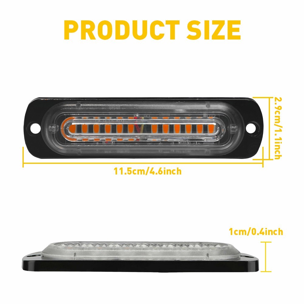 4X Amber LED Tow Truck Grill Brighter Strobe Lights Bar Caution 12V-24V