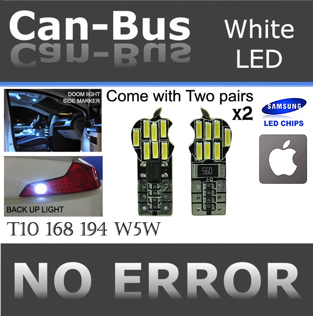 4 pc T10 Canbus Samsung 14 LED Chip Super White Fit Front Side Marker Light M536